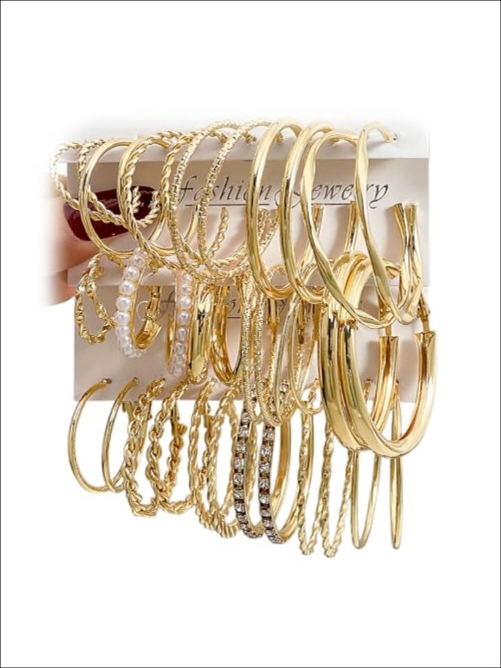 18 Pairs Hoop Earrings Set for Women Gold Plated Alloy Push Back